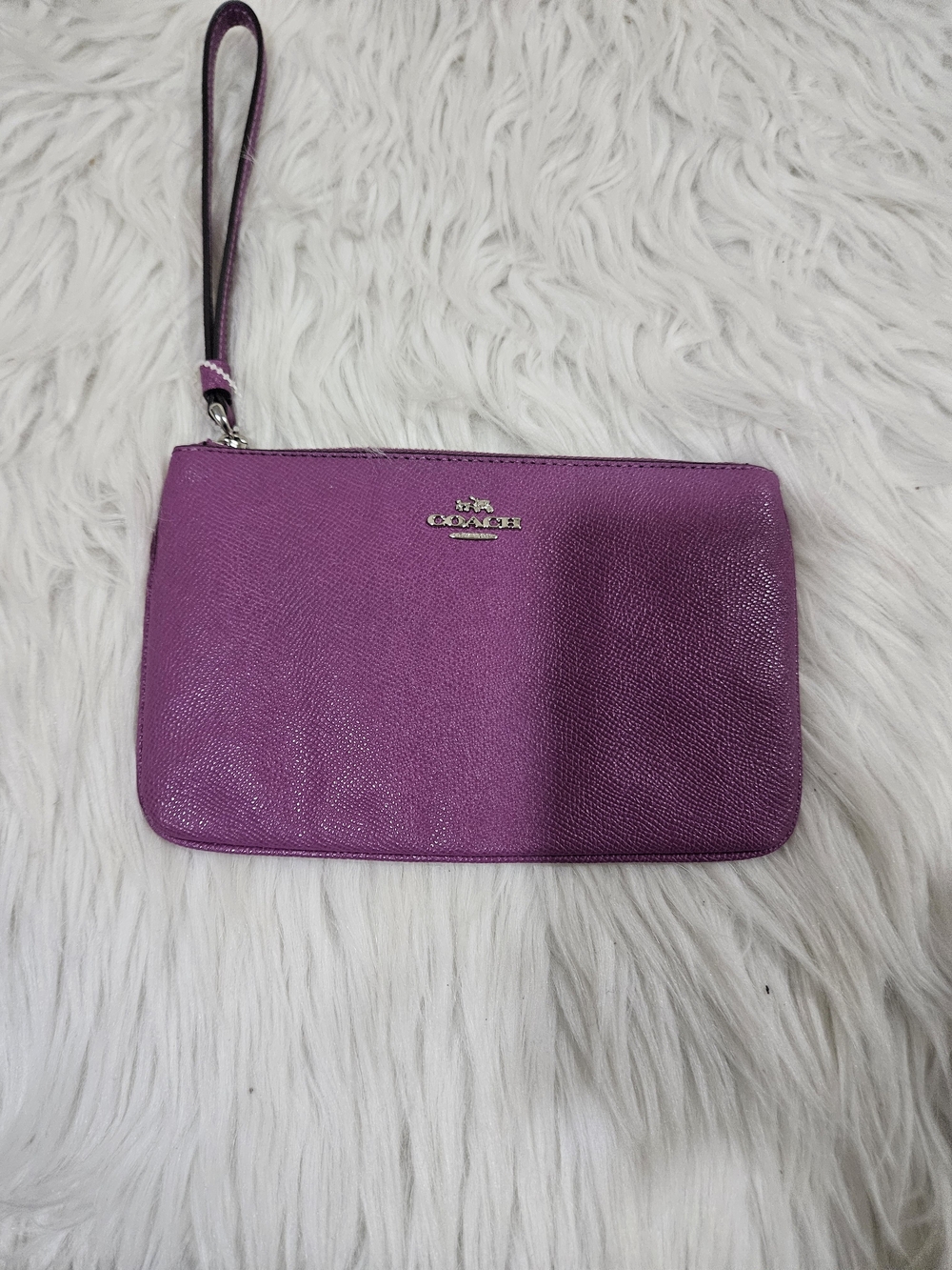 Coach Purple Leather Wristlet Pouch